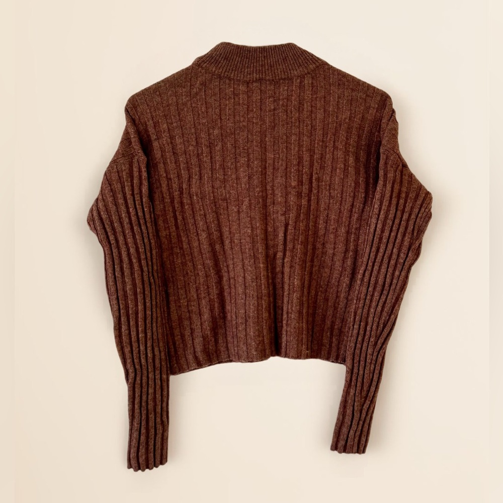 Madewell Mock Neck Ribbed Cropped Sweater - Picture 5 of 6